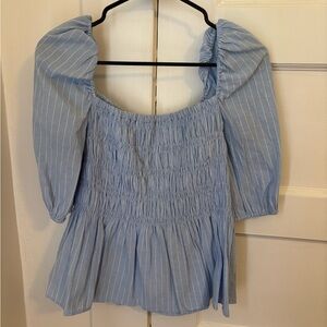 Umgee Light Blue Striped Blouse